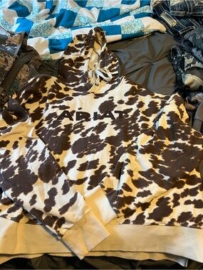 Ariat Cream and Brown Cowprint Hoodie for Kids